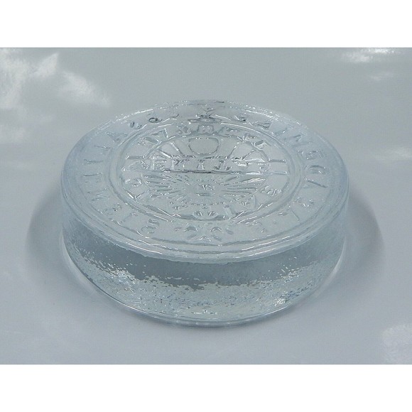 Art Glass Hockey Puck Souvenir Uppsala University Ubsaliensis S Academiae Sweden - Picture 9 of 9